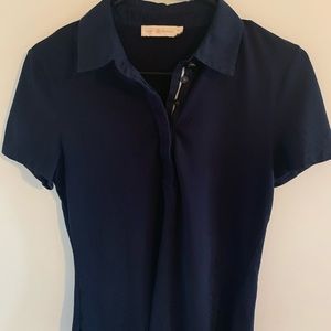 Tory Burch Collared Polo Navy Blue